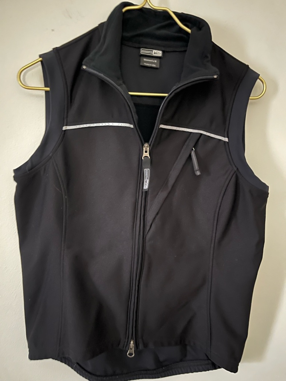 REI Women’s Black Softshell Zip-Up Cycling Running Hiking Vest M